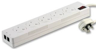 PRO ELEC - 45-1. - 电源线延长插座,英式,浪涌保护,5路,2米